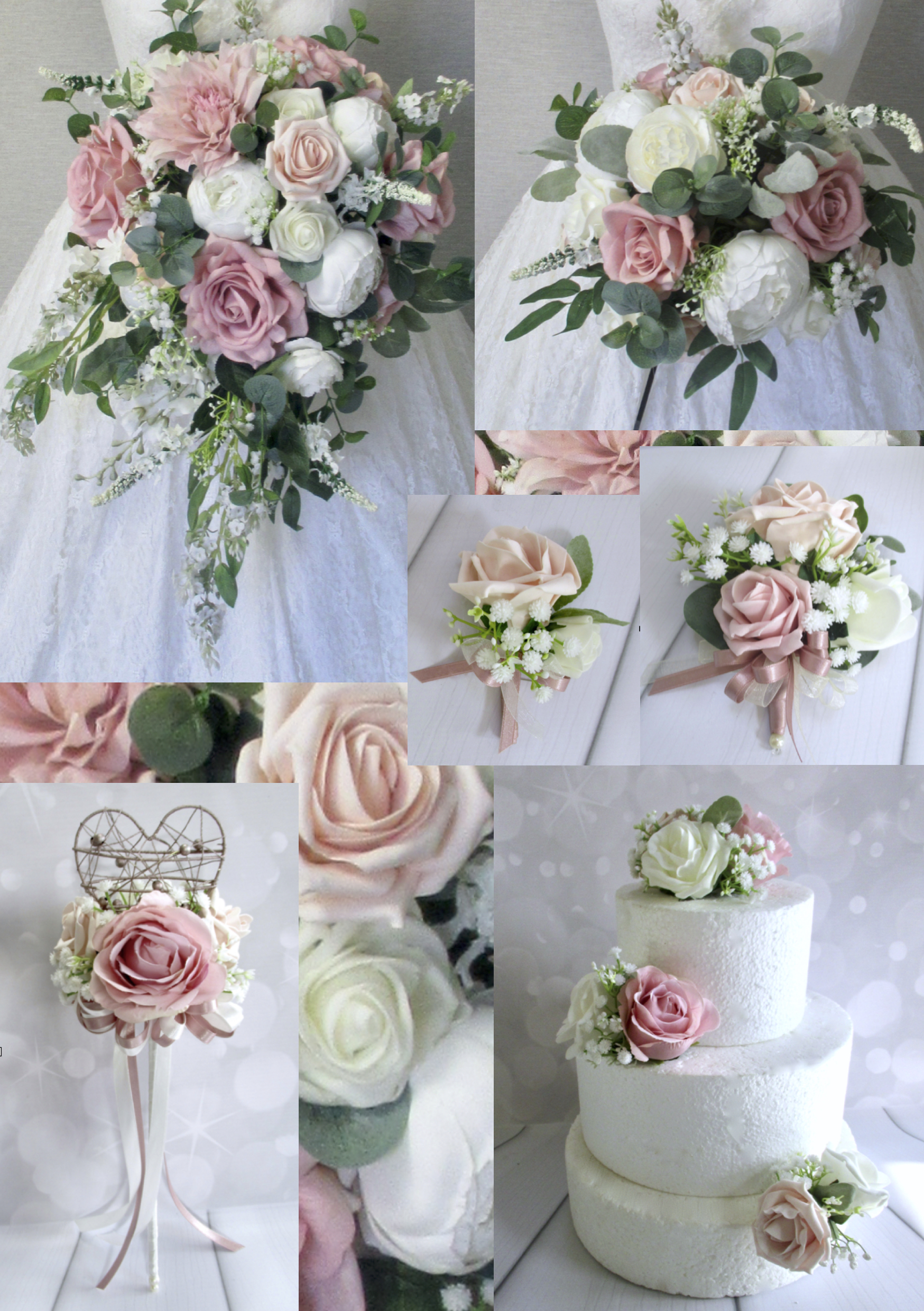 Cascade Bouquet factory Ivory and Gold Roses